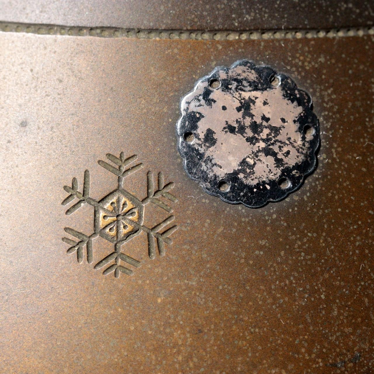 Antique Japanese Bronze Vase Silver Brass Inlay Sakura Snowflake Pattern 193211