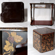 ​Antique Japanese Maki e Lacquer Nobento Sageju Picnic Set Tin Flasks WO63617