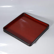 Antique Japanese Aizu Lacquer Square Wooden Serving Tray Set of 2 WO6072