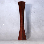Japanese Bronze Twisted Vase Geometric Square Column Heavy Studio Ikebana Vessel1