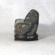 Vintage Japanese Kamuikotan Suiseki Viewing Stone Mountain Shape Daiza Box3