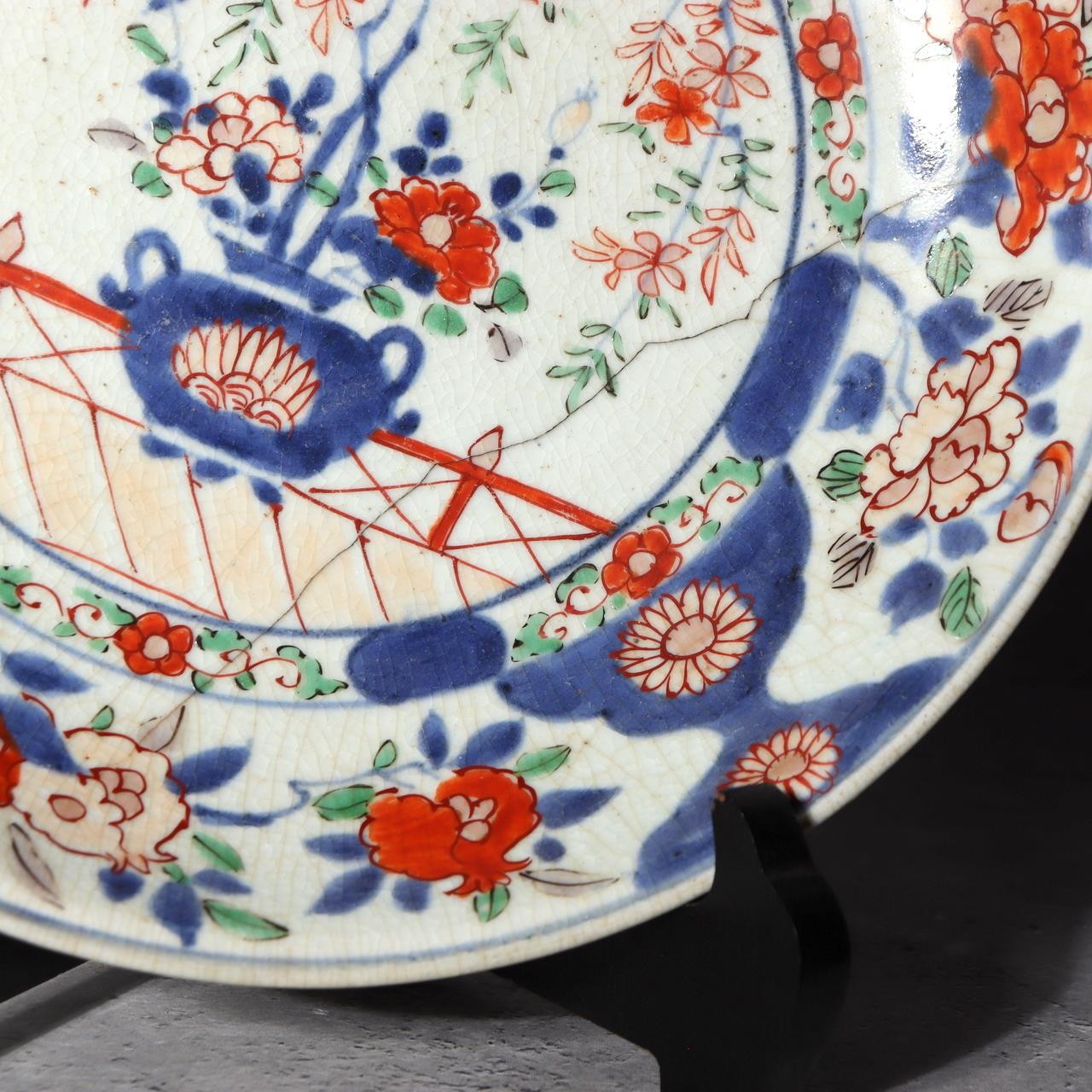 Antique Japanese Old Imari Iroe Bowl  Flower Pot Motif with Original Box IP13210