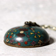 Antique Japanese Cloisonne Enamel Netsuke Sagemono Manju Floral Edo Meiji NW2716