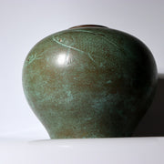 Vintage Heavyweight Japanese Bronze Vase Engraved carp Motif Verdigris Patina8