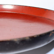 Antique Japanese Aizu Lacquer Round Oval Wooden Serving Tray Warped WO60811