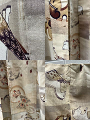 Vintage Japanese Yukata Kimono Animal Pattern Elephants Giraffes15