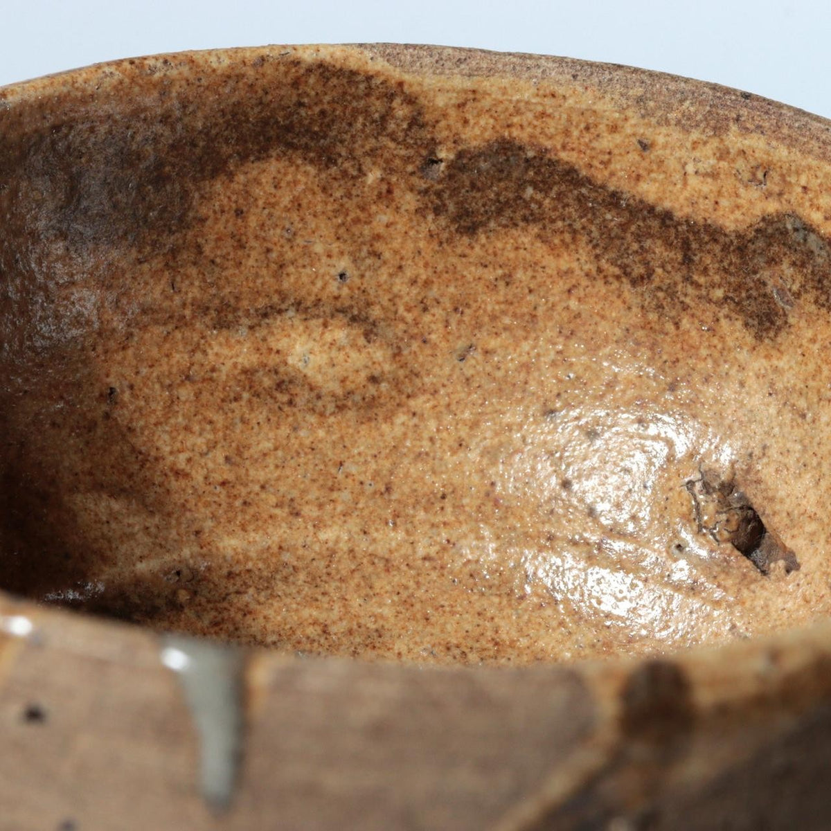 Antique Japanese Edo Period Mino Ware Chawan Tea Bowl Partial Ash Glaze PCP3228
