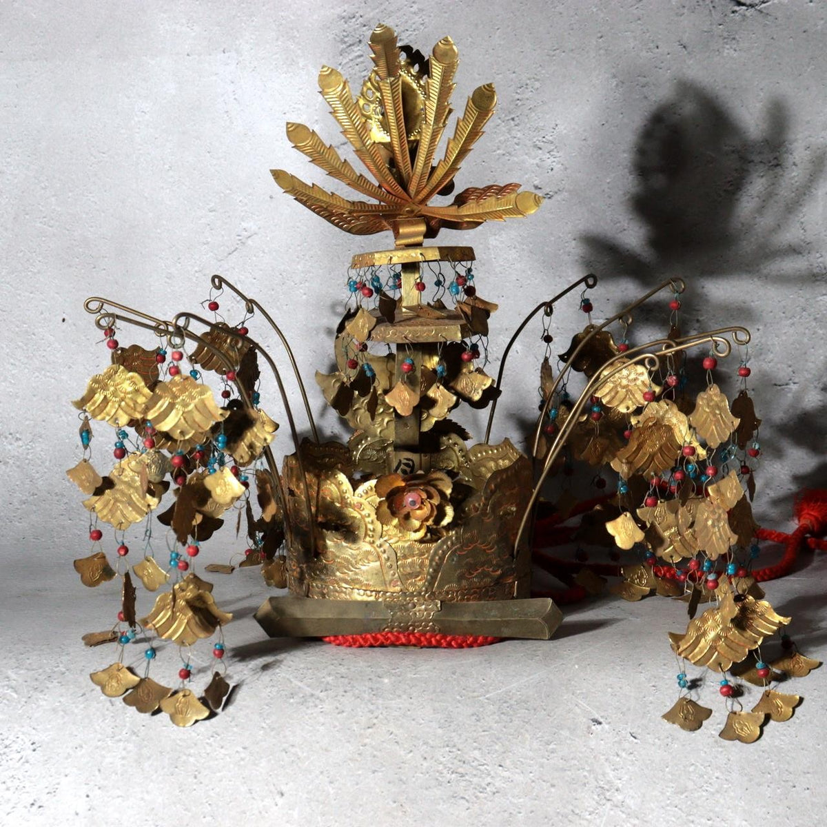 Vintage Japanese Shinto Brass Crown Tendoji Daikan Phoenix Repurposed Box6
