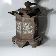 Japanese Kyoto Antique Bronze Lotus Temple Lantern Toro Buddhist Altar 33cm2
