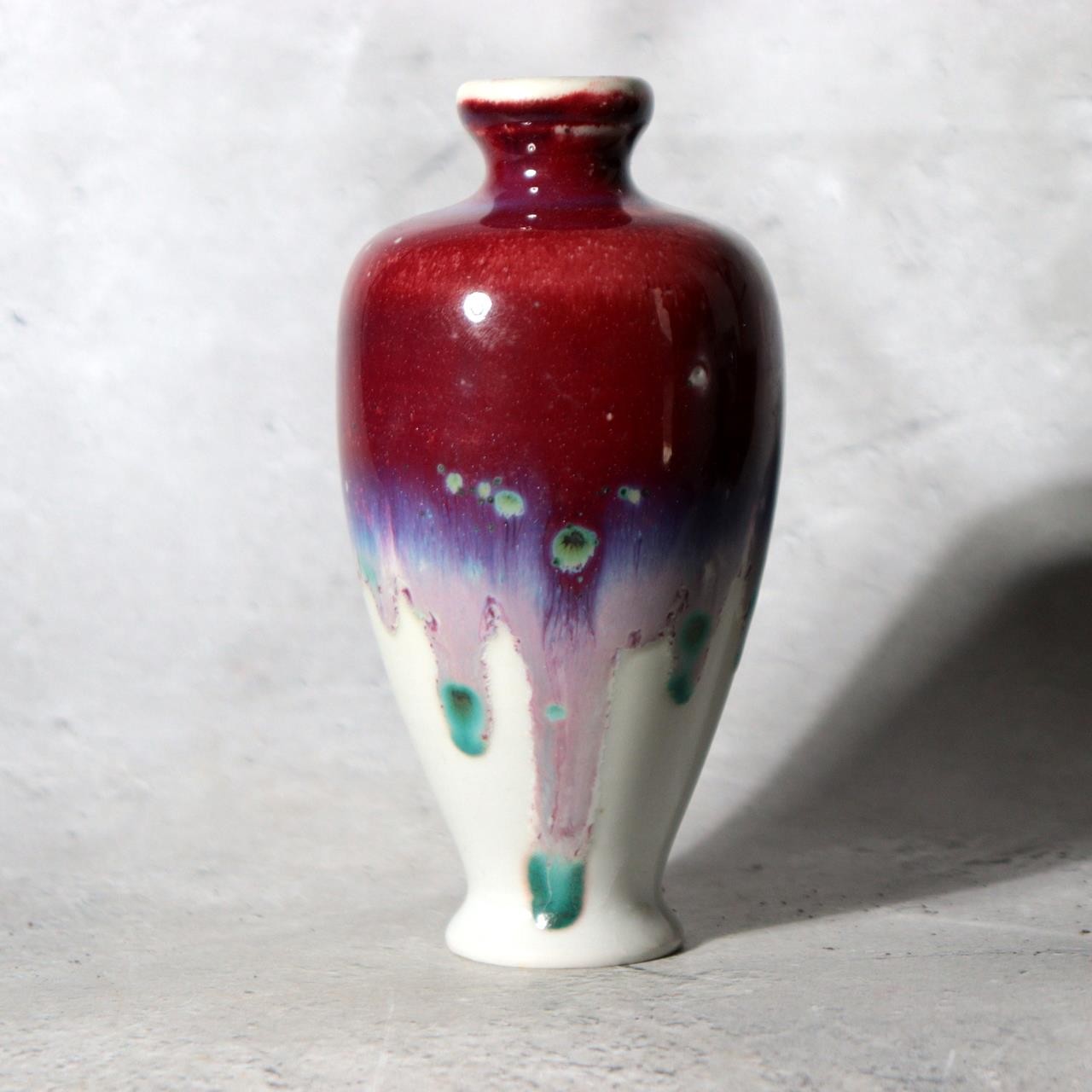 ​Japanese Studio Ceramic Vase Peacock Glaze Masahide Matsuyama Tatsuno Kiln6
