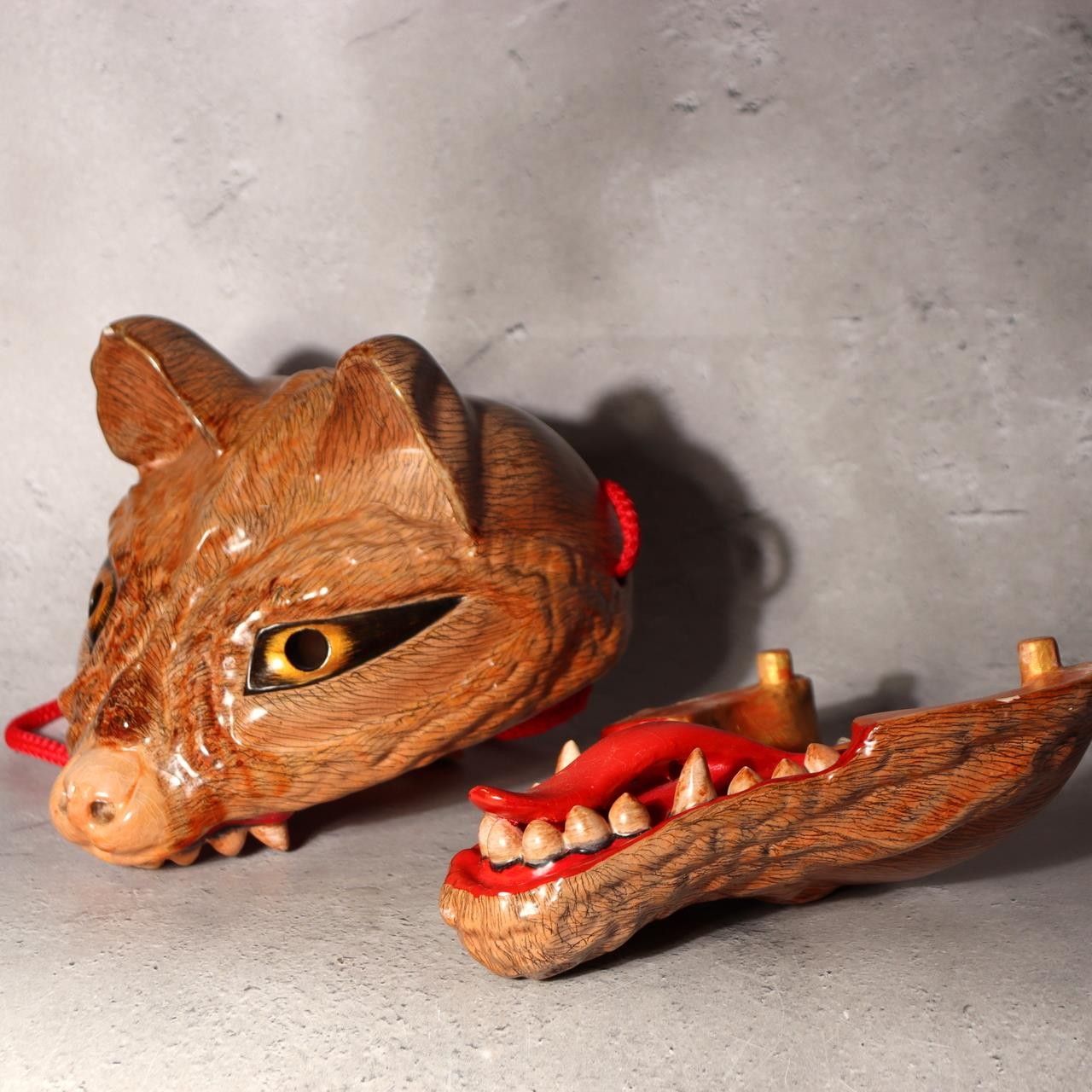 Japanese Wood Mask Bakedanuki Yokai Monster Signed Yoshino Tadao Market Fresh10