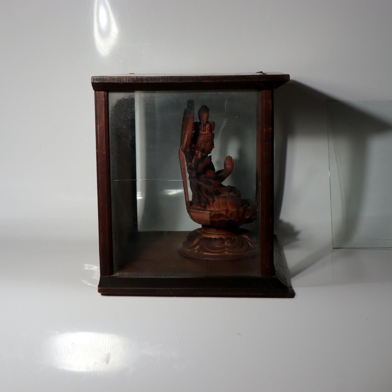 Vintage Japanese Wooden Carved Juichimen Senju Kannon Buddha Statue Glass Case16