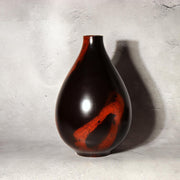 Japanese Bronze Vase Hoko Signed Abstract Red Black Splash Design Vintage BV7231