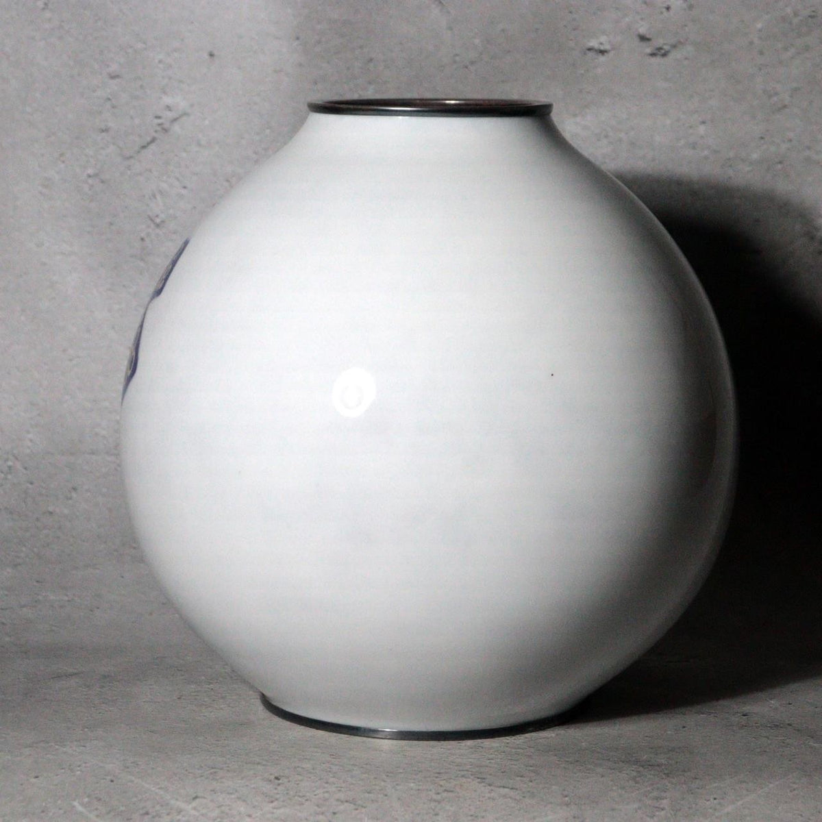 Japanese Cloisonne Enamel Silver Rim Vase Hiroaki Ota Abstract Motif Tomobako6