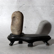 Japanese Hokkaido Daruma Suiseki Viewing Stone with Wooden Daiza Base3