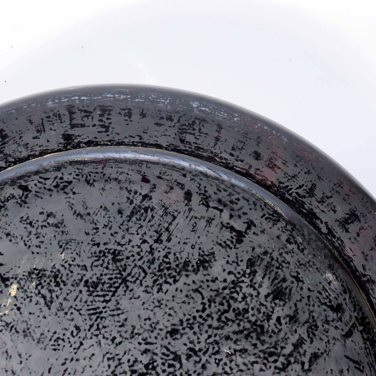 Vintage Aizu Lacquer Round Wooden Serving Tray Plates Red Black Set of 2 Japanes14