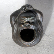 Vintage Japanese Bronze Yawning Daruma Figurine Ashtray Incense Burner Heavy2