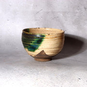 Japanese Seto-Oribe Matcha Tea Bowl Emerald Green Crackle Glaze Chawan Sidned1