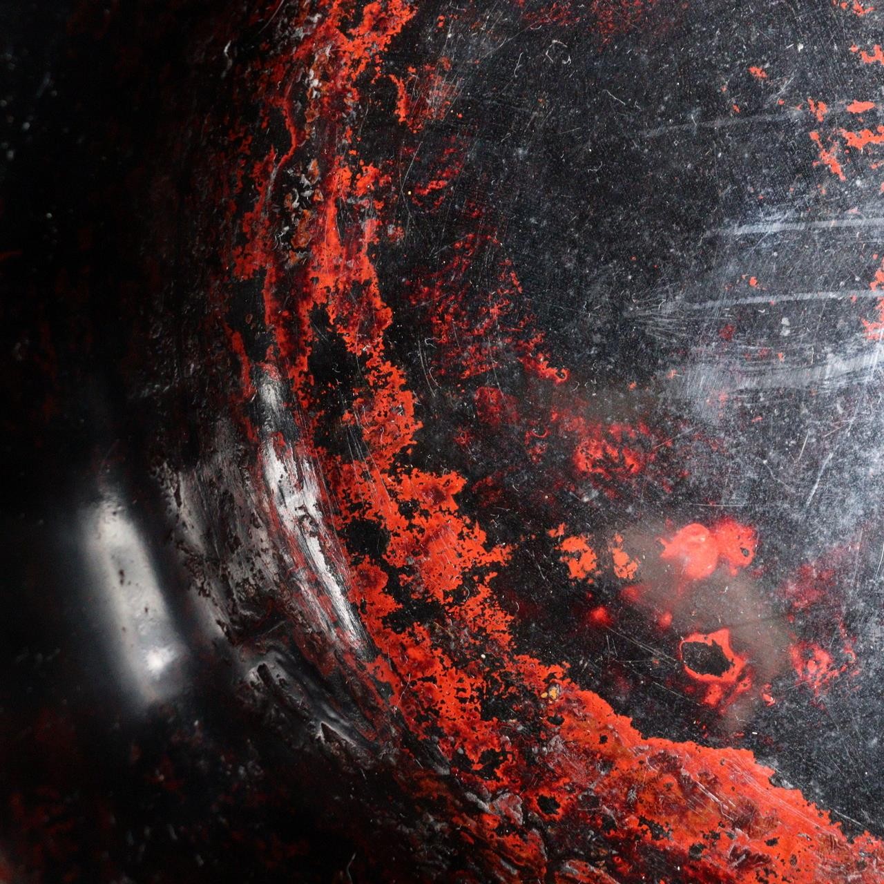 Vintage Large Japanese Aizu Lacquerware Wood Bowl  Mottled Red & Black 29cm9