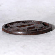 Antique Sukashi Tsuba: Iron Body Boar's Eye Heart Motifs Muromachi Edo Period4