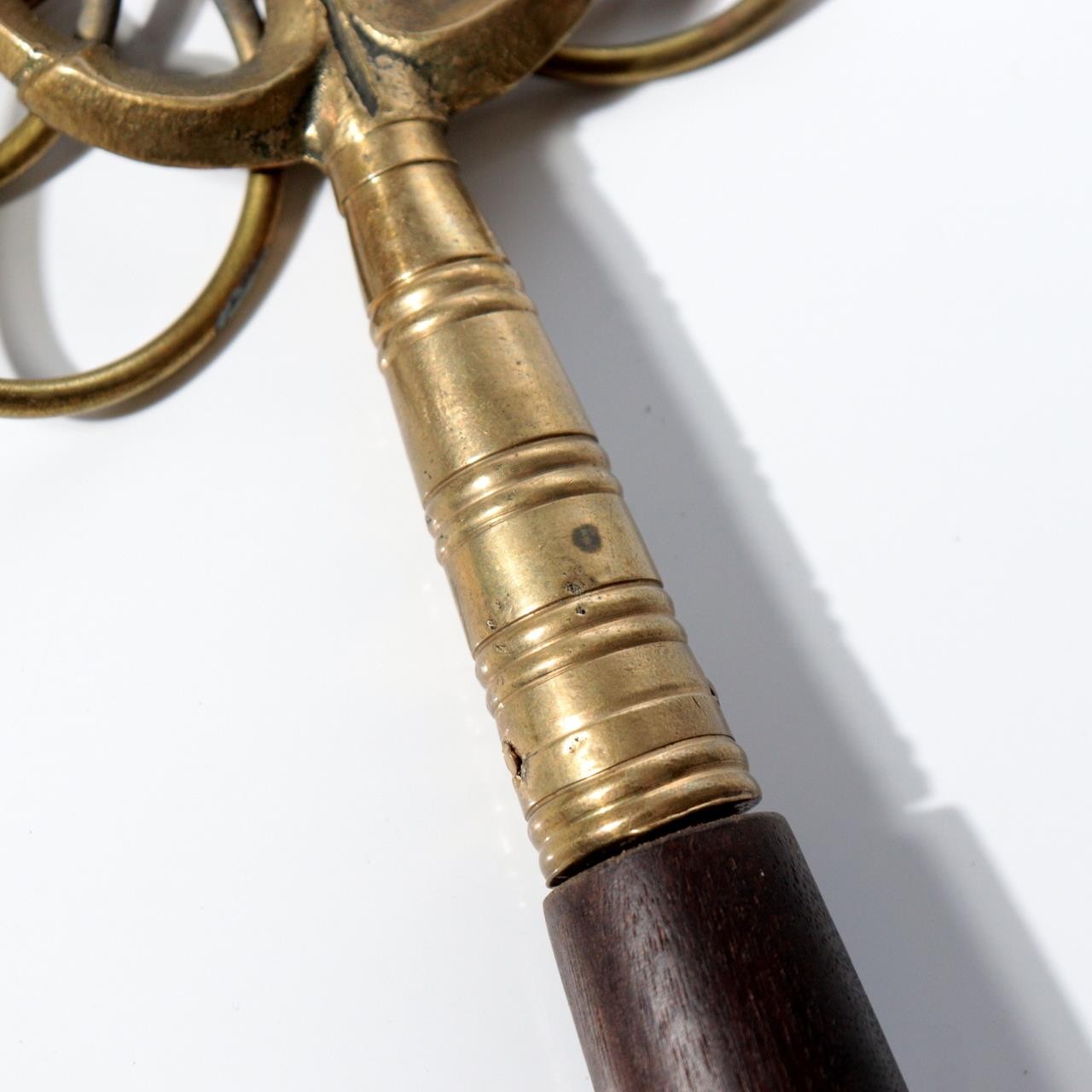 Vintage Japanese Brass Six-Ring Shakujo Monk Staff Buddhist Ritual Tool BT2559