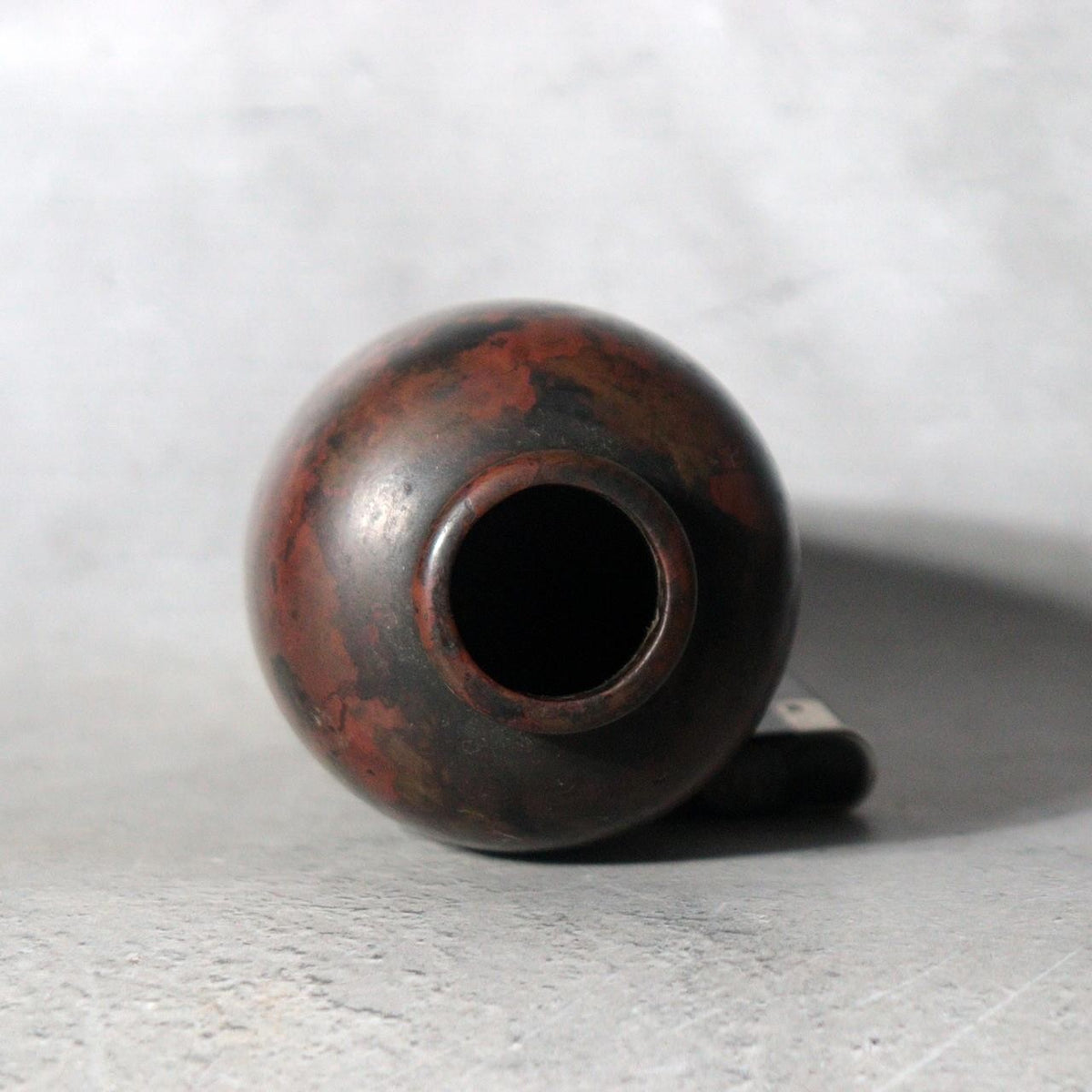Vintage Japanese Copper Vase Small Mottled Purple Red Patina5