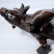 Vintage Japanese Cast Iron Bull Statue  Zen "Riding the Bull Home" 7.3kg BOSa226