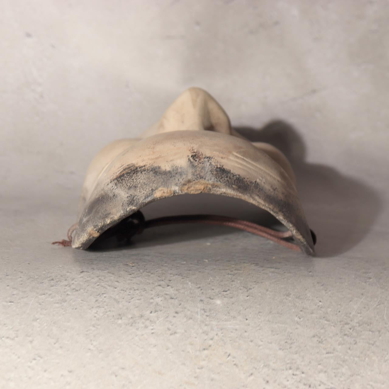 Japanese Antique Wooden Mask Female Woman Noh Kagura Style & Brocade Bag MSK52616