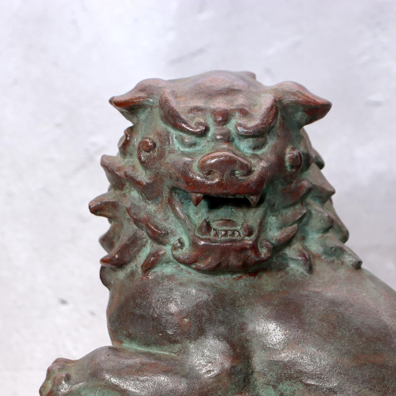 Vintage Japanese Cast Bronze Shishi Lion Statue Tama-tori Guardian Dog 4.2kg10