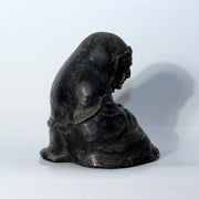 Japanese Antique Cast Bronze Bodhidharma Daruma Seated Statue Figure BOSa568