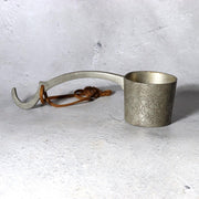 Antique Japanese Pewter Bajou-Shaku Samurai Horseback Sake Ladle Cup Engraved11