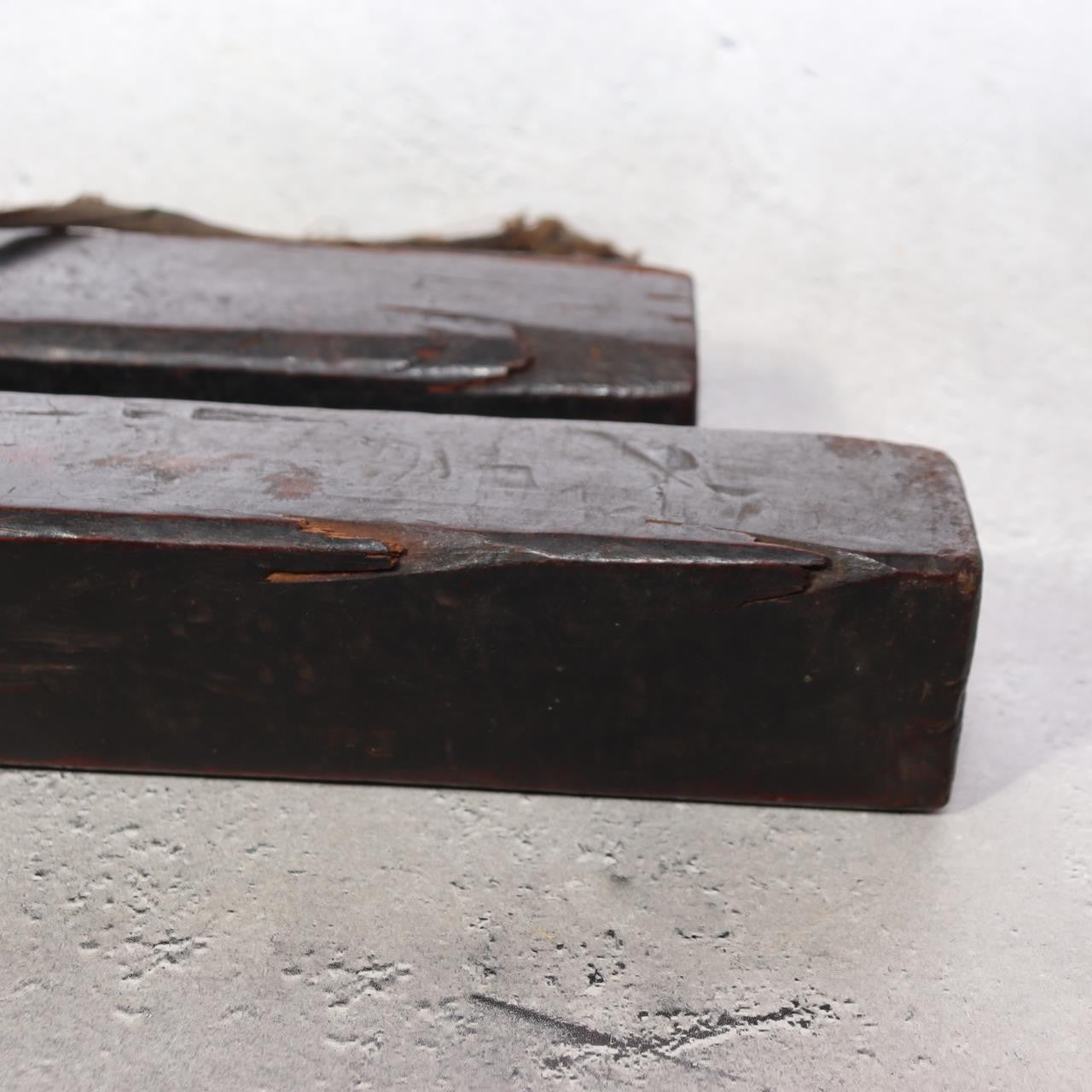 Antique Japanese Hyoshigi Wooden Clappers Fire Patrol Sumo Kabuki Percussion4