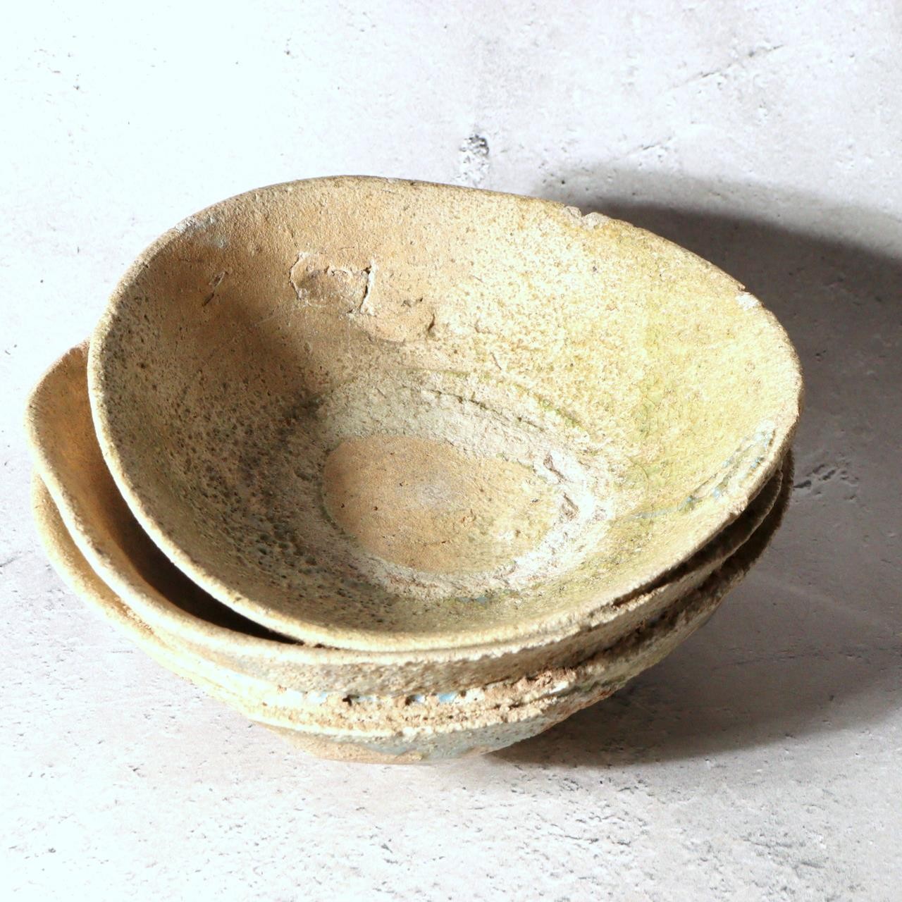 Antique Japanese Fused Yama Chawan 3 Bowls Kosei Sanage Tradition Heian Kamakura1