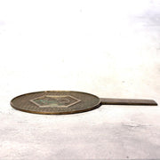 Japanese Antique Bronze Mirror Hand Mirror Bamboo Crest Signed Tenkaichi Edo Era10