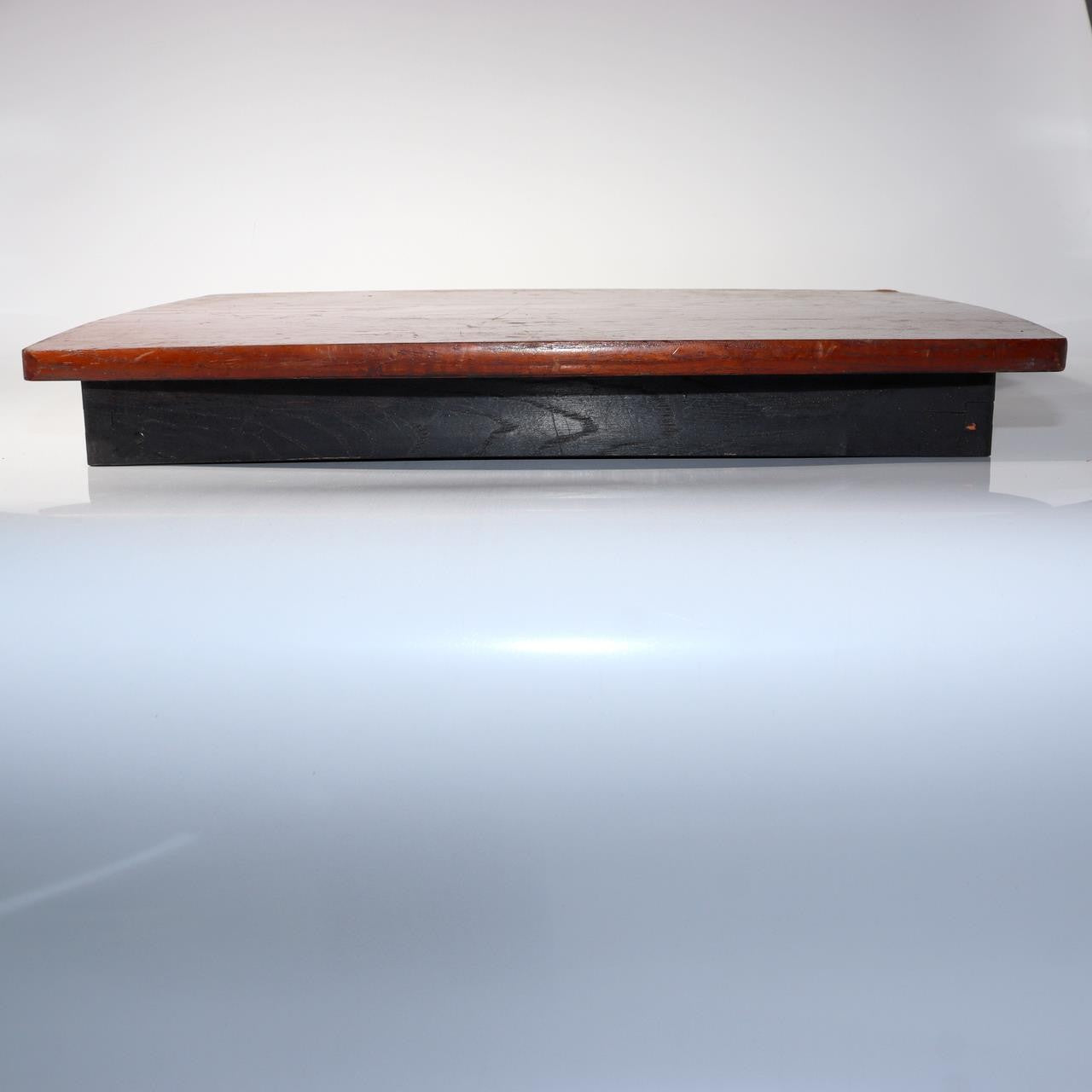 Japanese Vintage Folding Low Table Chabudai Wood Brown Black Compact 43cm WO5246