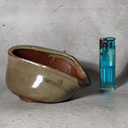 Antique Japanese Karatsu Tea Bowl Chawan Kihara Kiln Distorted Shape Box PCP2771