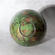 Japanese Metal Alloy Vase Mottled Green Patina Textured Band BV7704