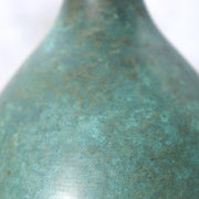 Vintage Japanese Seidou Bronze Vase - Turquoise Green Patina - Signed Tomobako13