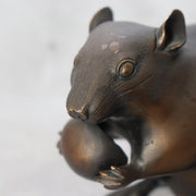 Vintage Japanese Bronze Rat Figurine - Nezumi by Seisai - Signed Tomobako 1.4kg8
