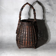 Vintage Japanese Bamboo Woven Flower Basket Ikebana Hanakago Handled0