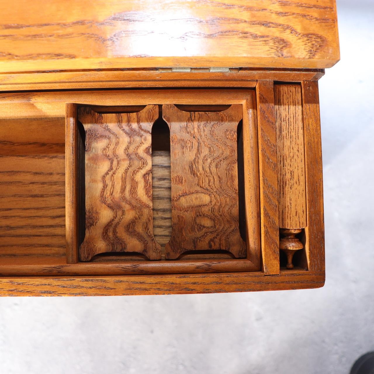 Fine Japanese Haribako - Rare "Tamamoku" Burl & Tiger Grain Wood Sewing Box12
