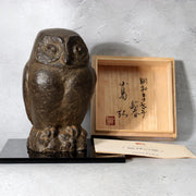 Japanese Bronze Owl Figurine Statue Okimono Hiromu Kojima 1982 Coin Bank BOSa650