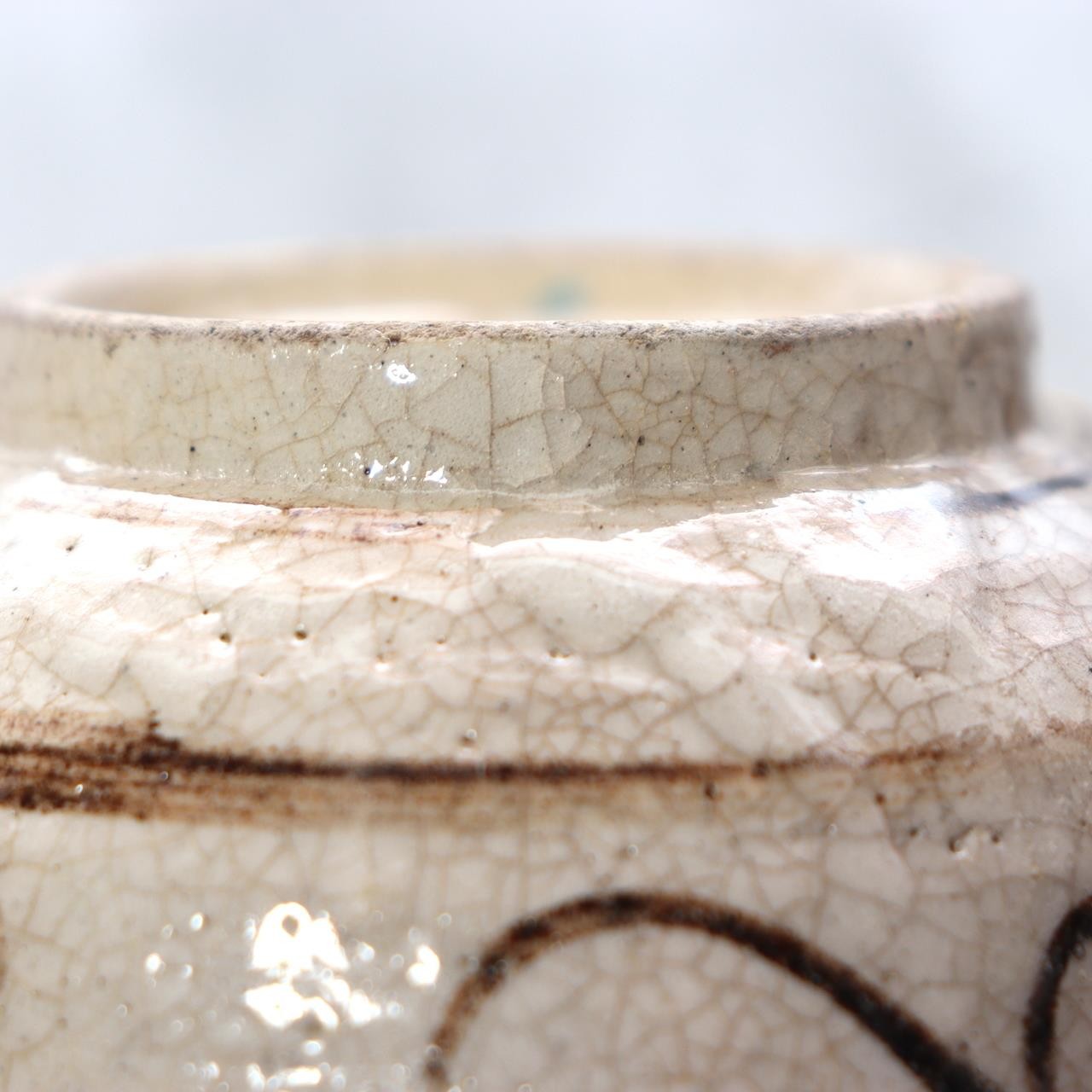 Japanese Antique E-Seto Tea Bowl Seto-Mino Ware End Edo Period Kintsugi Repair13