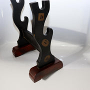 Japanese Black Lacquer Sword Stand - Maki-e Tsuba & Inaba Clan Crest SWR3616
