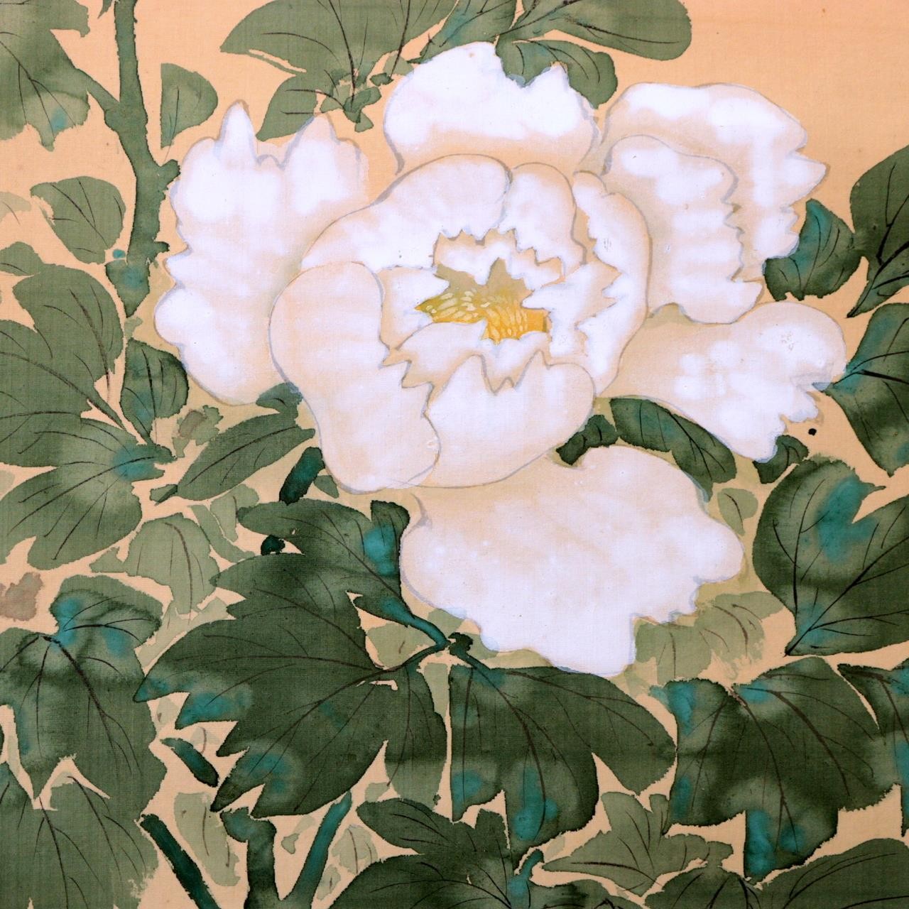 ​Vintage Japanese Hanging Scroll Kakejiku Peony Butterfly ASO46011