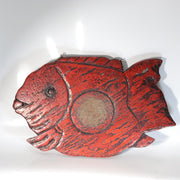 Antique Japanese Buddhist Wooden Fish Board Gyoban Kaipan Red Lacquer Temple0