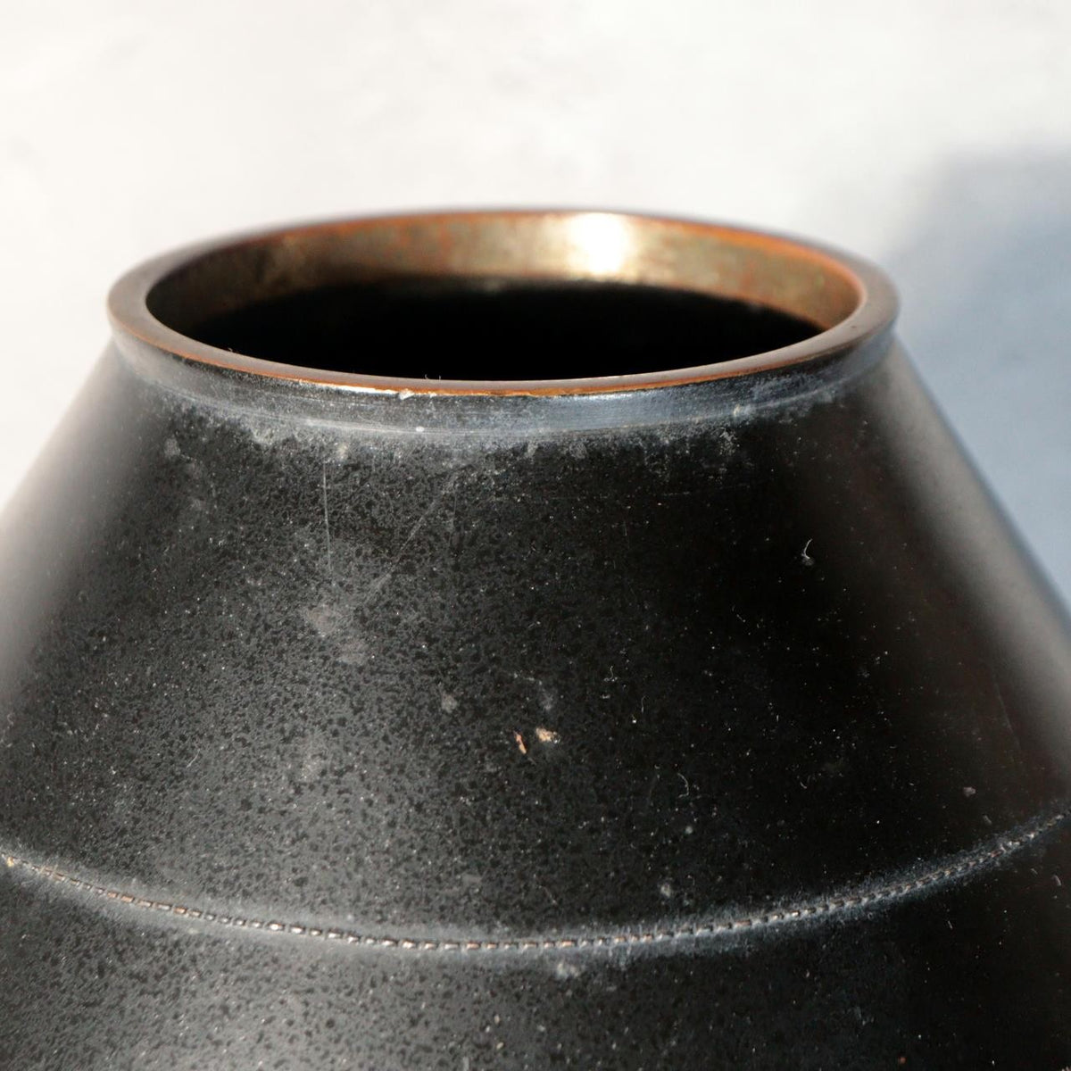 Vintage Japanese Bronze Vase Hozan Silver Inlay Kikyo Bellflower Motif10
