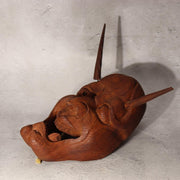 Japanese Antique Wooden Mask Hannya Wall Decor Hardwood Detachable Horns 700g15