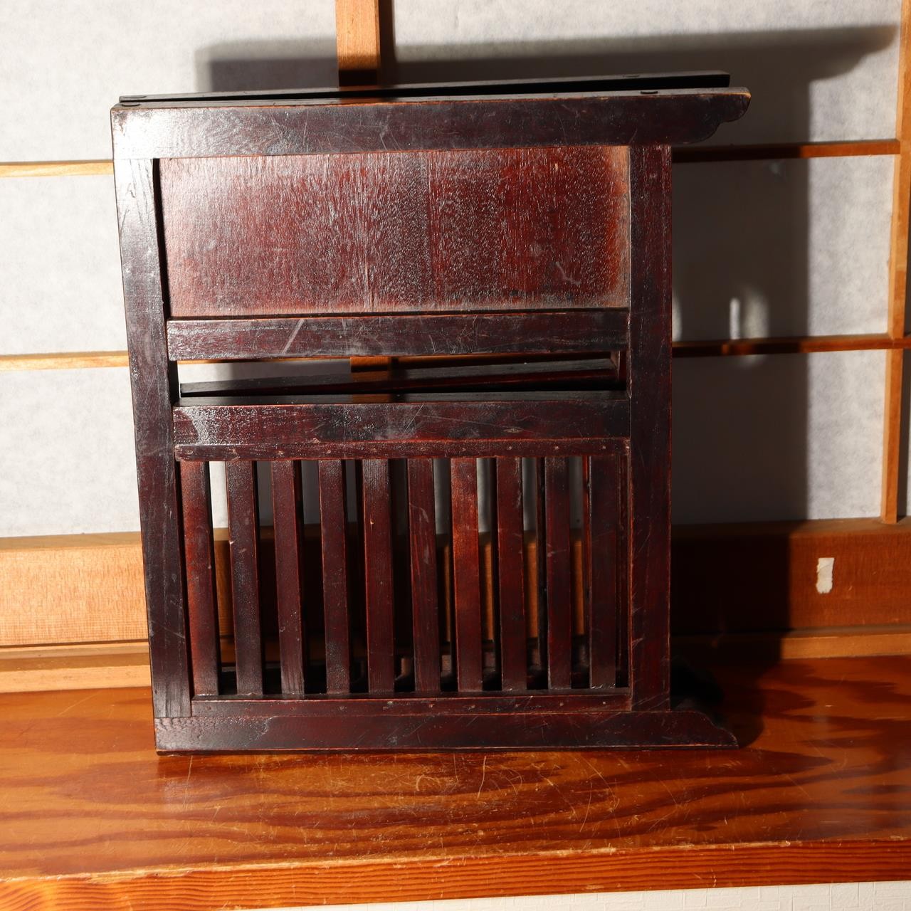 Antique Japanese Wooden Screen Tsuitate Byobu Folding Lattice Partition WO5047