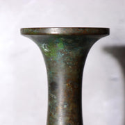 Takaoka Bronze Vase  Gousho Ancient Verdigris Patina Classic Trumpet Neck Japan8